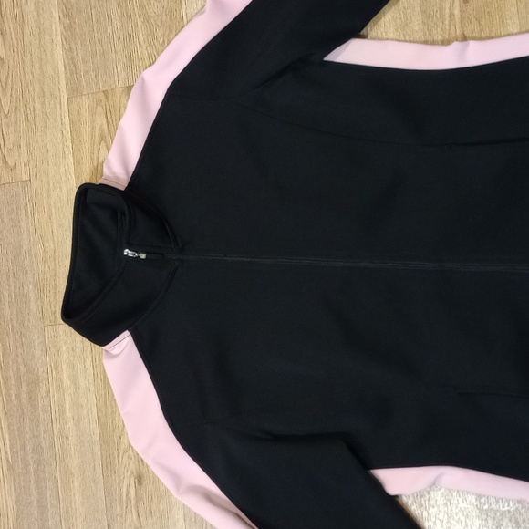 NY Jeans Track Jacket Womens Medium Athletic Pink Black Full Zip Sweatshirt - Picture 2 of 7